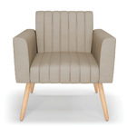 Kit 2 Poltronas Viena Gomada Veludo Luxo Pés Palito Natural -