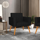 Kit 2 Poltronas Viena Gomada Veludo Luxo Preto A81 Pés Palito