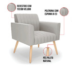 Kit 2 Poltronas Viena Gomada Veludo Pés Palito Natural D03 -