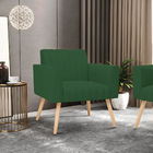 Kit 2 Poltronas Viena Gomada Veludo Pés Palito Natural D03 -