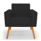 Kit 2 Poltronas Viena Gomada Veludo Preto Pés Palito Castanho