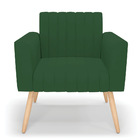 Kit 2 Poltronas Viena Gomada Veludo Verde Pés Palito Natural