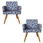 Kit 2 Poltronas Vitória Decorativa Estampa Floral Cinza Kasa