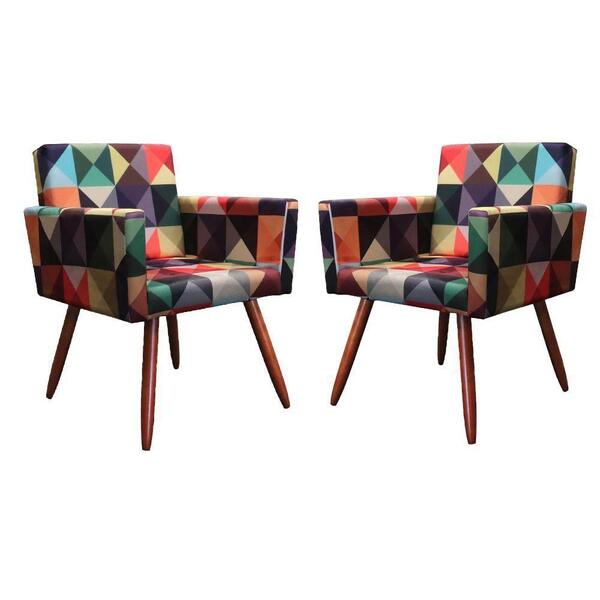 Kit 2 Poltronas Vitória Estampa Triângulo Kasa Sofá