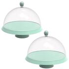 Kit 2 Porta Bolo Com Cúpula E Pé 30cm Verde Menta Bubble Crip