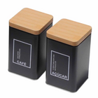 Kit 2 Porta Mantimento Espaço Café E Açúcar Tampa Bambu Luxo