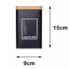 Kit 2 Porta Mantimento Espaço Café E Açúcar Tampa Bambu Luxo