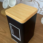 Kit 2 Porta Mantimento Espaço Café E Açúcar Tampa Bambu Luxo