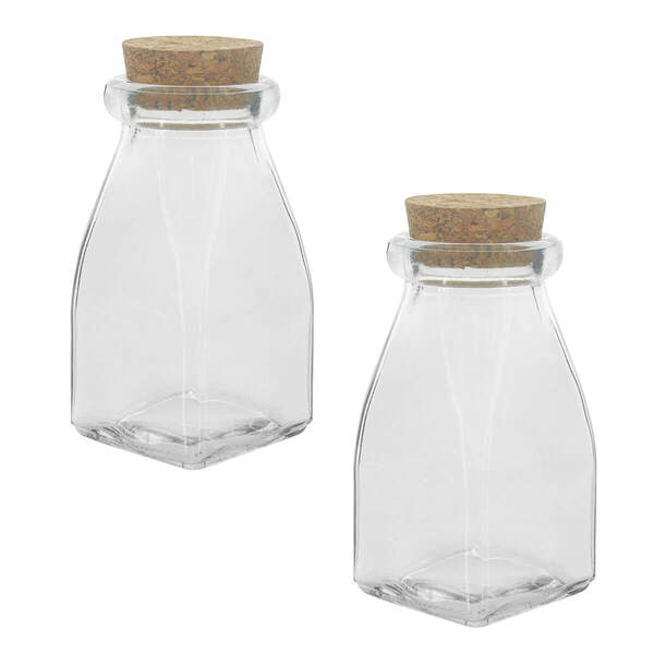 Kit 2 Porta Mantimentos De Vidro Com Rolha 120ml Lyor