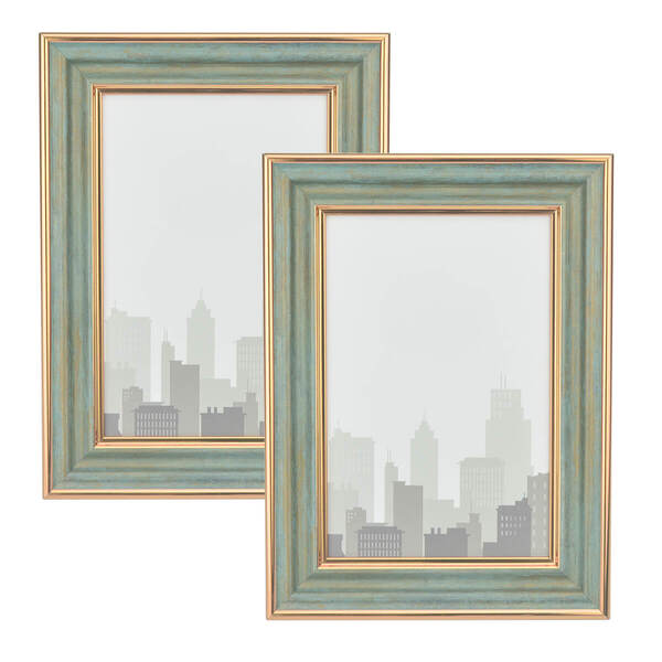 Kit 2 Porta Retrato 10x15 Vintage Borda Efeito Metalizado Ver