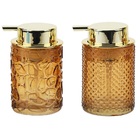 Kit 2 Porta Sabonete Líquido Vidro Luxo Âmbar Gold 260ml