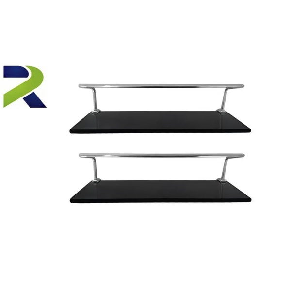 Kit 2 Porta Shampoo De Alumínio Com Base De Vidro Reto 30cm