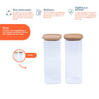 Kit 2 Pote Hermético Vidro Tampa Bambu Quadrado 1,9l Oikos Na
