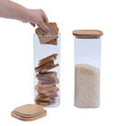 Kit 2 Pote Hermético Vidro Tampa Bambu Quadrado 1,9l Oikos Na