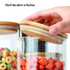 Kit 2 Potes Borossilicato Hermético Tampa Bambu 1800ml Class