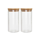 Kit 2 Potes Borossilicato Hermético Tampa Bambu 600ml Class