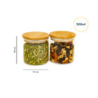 Kit 2 Potes De Vidro Com Tampa De Bambu 500ml Natural U