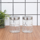 Kit 2 Potes De Vidro Com Tampa Inox Bolhas Redondo 1300ml - M