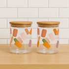 Kit 2 Potes De Vidro Redondo Para Mantimentos 300ml Cada Tran