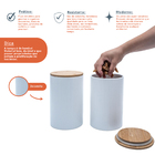 Kit 2 Potes Dolomita Com Tampa De Bambu Zig Zag 1,5l - Oikos