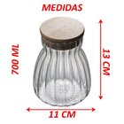 Kit 2 Potes Hermético De Vidro Com Tampa Bambu 450ml E 700ml