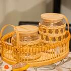 Kit 2 Potes Herméticos De Vidro 520ml Sisal Tampa Madeira Po