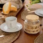 Kit 2 Potes Herméticos De Vidro 520ml Sisal Tampa Madeira Po