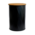 Kit 2 Potes Para Mantimentos De Lata Com Tampa De Bambu Preto