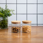 Kit 2 Potes Vidro Canelado Com Tampa De Bambu 500ml - Oikos N