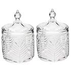 Kit 2 Potiches De Cristal Com Tampa 10x15cm Bomboniere Baleir