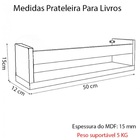 Kit 2 Prateleira 50cm Preto Livro Revista Infantil Parede