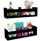 Kit 2 Prateleira 50cm Preto Livro Revista Infantil Parede