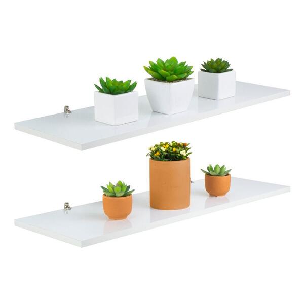 Kit 2 Prateleira Branca Mdf 60 X 15cm Suporte Invisível