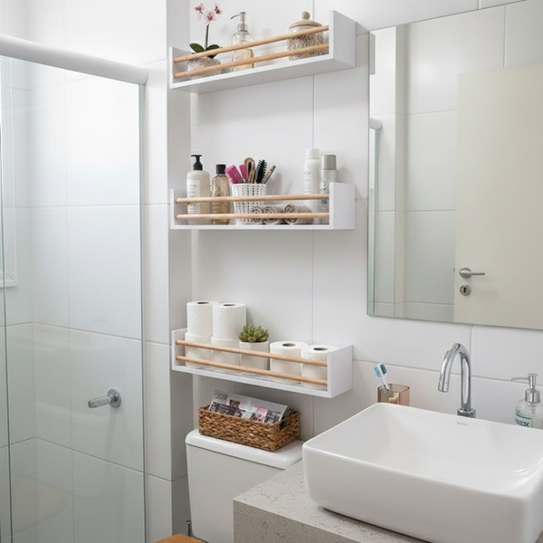 Kit 2 Prateleira Branca Para Banheiro Dulce 50 X 10 Cm