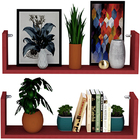 Kit 2 Prateleira Nicho U 30x15x10p Vermelho Mdf Dvd Livro