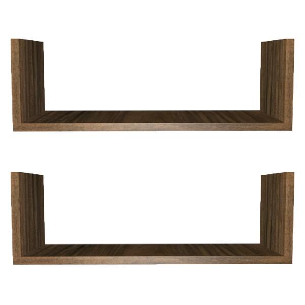 Kit 2 Prateleira Nicho U 40x15x10p Nova Imbuia  Mdf Dvd Livro