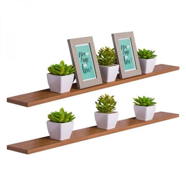 Kit 2 Prateleiras 100 X 10cm Freijó Suporte Invisível