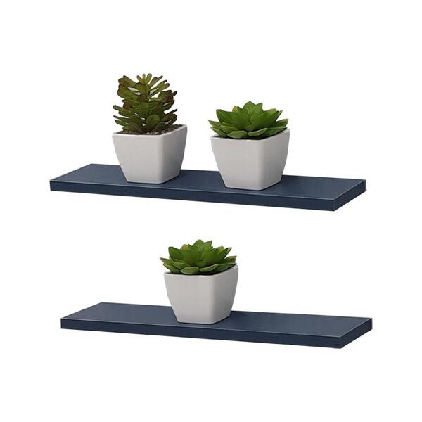 Kit 2 Prateleiras 100 X 15cm Azul Suporte Invisível