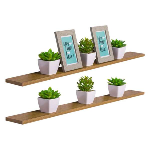 Kit 2 Prateleiras 100 X 20cm Freijó Suporte Invisível