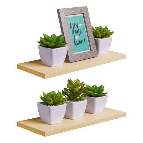 Kit 2 Prateleiras 30 X 10cm Bege Claro Suporte Invisível