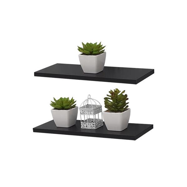 Kit 2 Prateleiras 40 X 10cm Preta Suporte Invisível