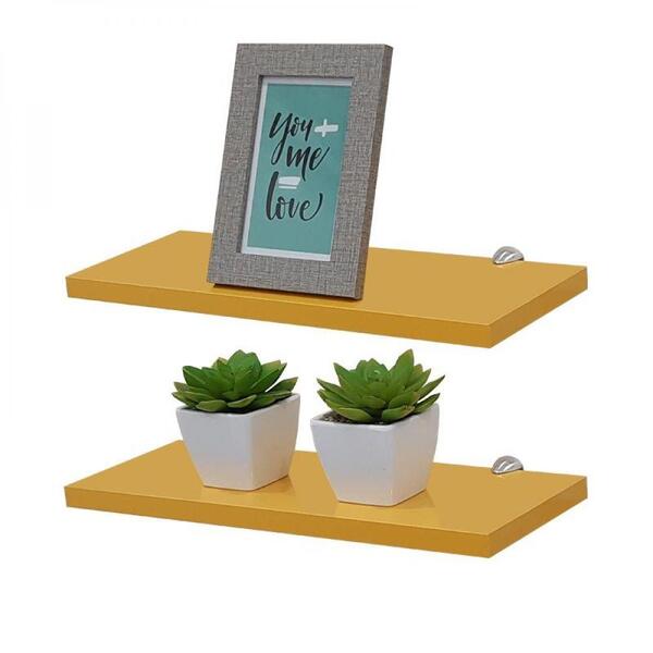 Kit 2 Prateleiras 40 X 15cm Amarela Com Suporte Tucano