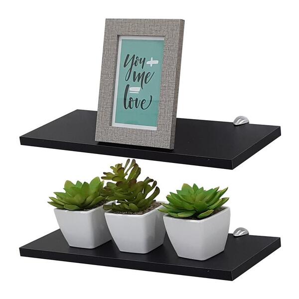 Kit 2 Prateleiras 40 X 15cm Preta Com Suporte Tucano