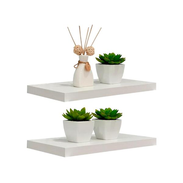 Kit 2 Prateleiras 40 X 20cm Branco Espessura 25mm Suporte Inv