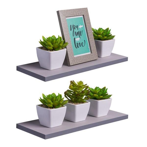 Kit 2 Prateleiras 40 X 20cm Cinza Claro Suporte Invisível