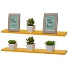 Kit 2 Prateleiras 50 X 10cm Amarela Suporte Invisível