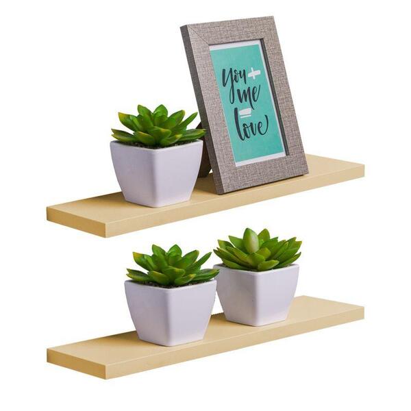 Kit 2 Prateleiras 50 X 20cm Bege Claro Suporte Invisível