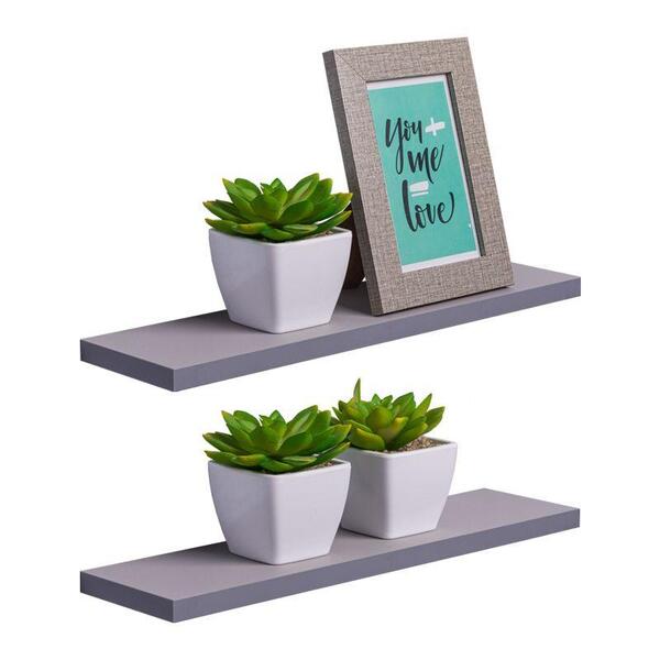 Kit 2 Prateleiras 60 X 20cm Cinza Claro Suporte Invisível