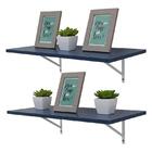 Kit 2 Prateleiras 60 X 25cm Azul Com Mão Francesa