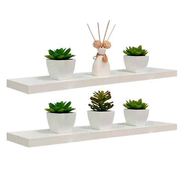 Kit 2 Prateleiras 70 X 15cm Branco Espessura 25mm Suporte Inv